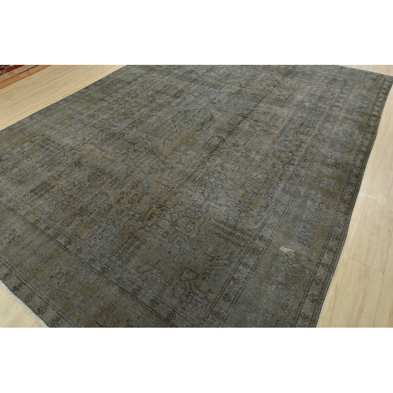 Tapis unique en laine des années 1970 de 10 pi 1 po x 12 pi 9 po Monish - bleu