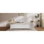 Cadre de lit grand lit en bois avec tête de lit arquée et design classique, blanc