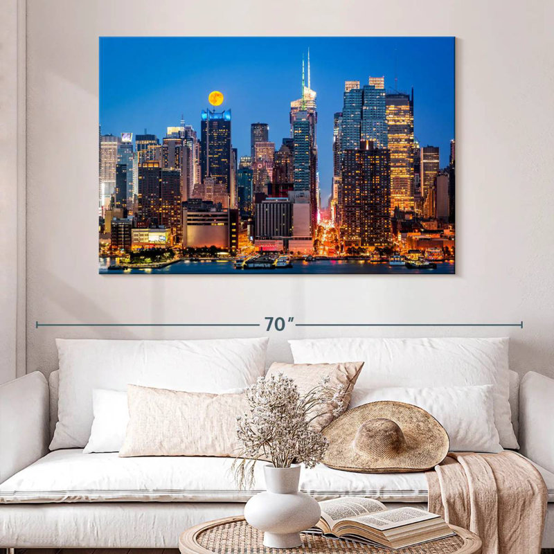 Sireci Super Moon Over Midtown NYC, 34" H x 51" W