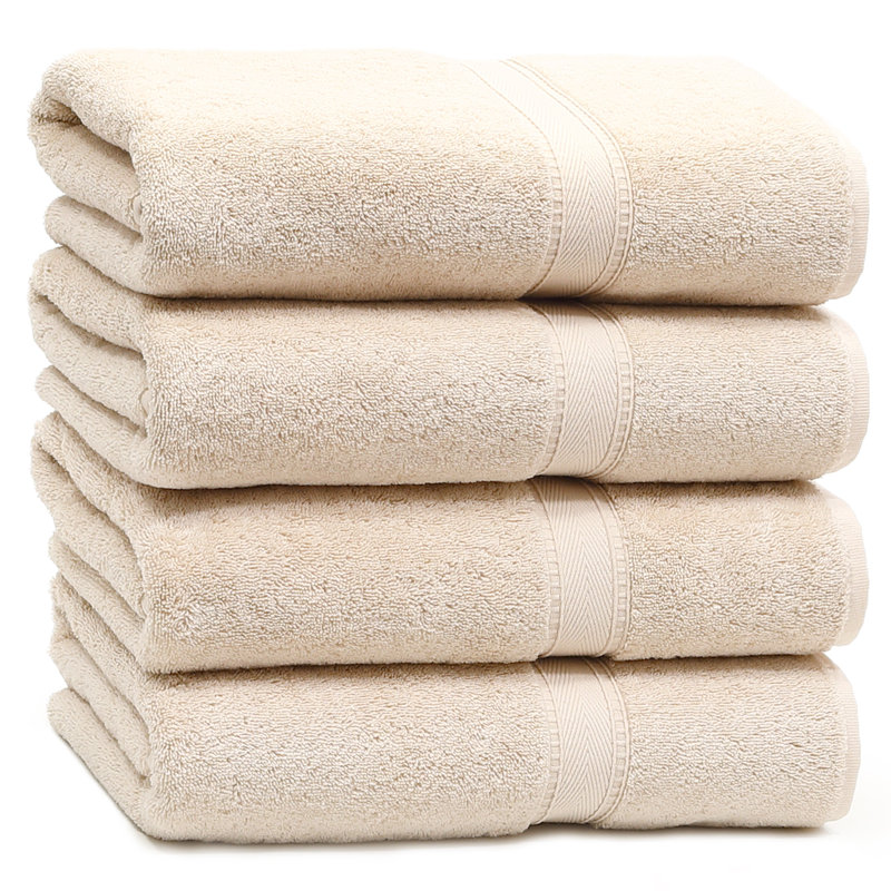 Ensemble de serviettes de bain en coton turc 4 pièces Sinemis, Beige