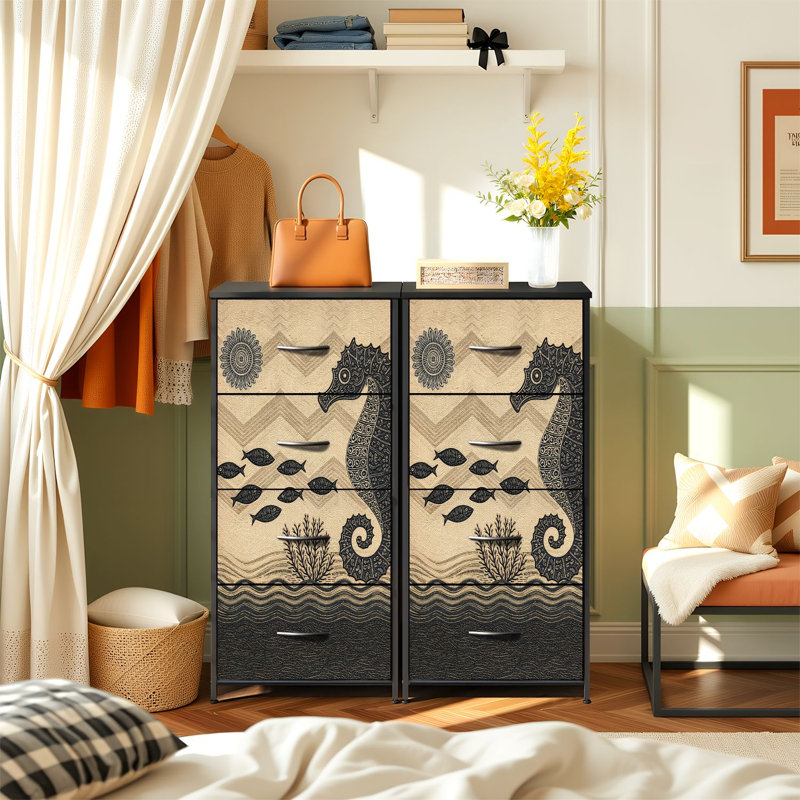Commode rustique pour la chambre à coucher avec 4 tiroirs de rangement Vintage