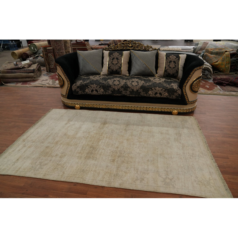 Tapis unique en coton 8 pi 0 po x 5 pi 0 po beige et ivoire