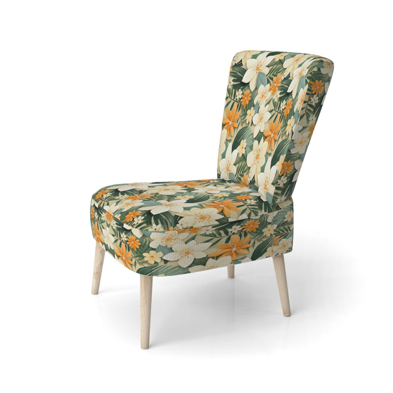 Chaise d'appoint rembourrée Mango Bloom, Manguier à motif tropical II