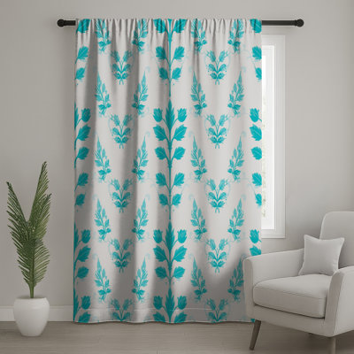 Floral Leaf Motif Window Curtains, Floral Sheer & Blockout Curtains - 1 Panel