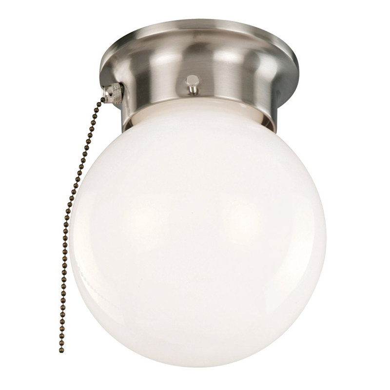 Whitmer Glass Flush Mount, 7" H x 6" W x 6" D, Satin Nickel