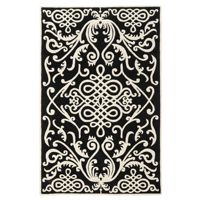 Tapis noir en laine touffeté à la main Westmanland, Rectangle 2 pi x 3 pi