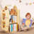 Wood Rocket Rotating Bookshelf For Kids, 360 Display Spinning Bookshelf Tower With Large Capacity Design, Montessori Toy Shelf For Kids Rooms, Classroom, Play Room
