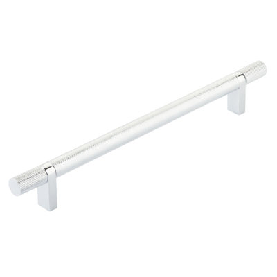 Emtek Select Cabinet Pull 6" Centre-to-Centre w/  Rectangular Bar Stem & Knurled Bar