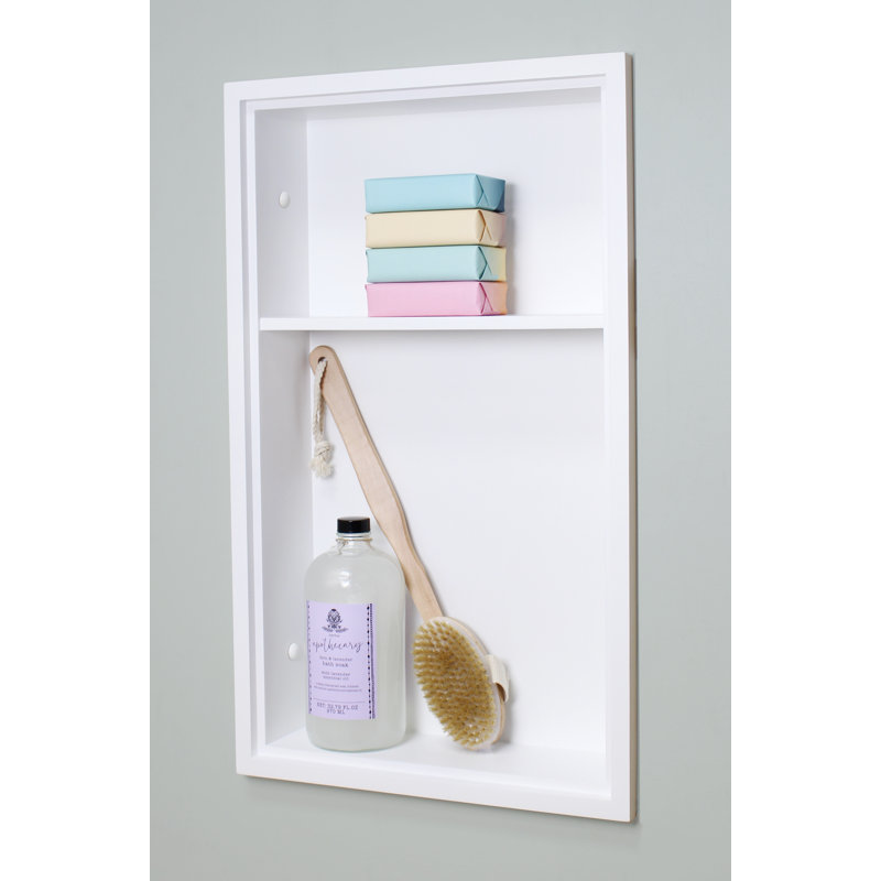 Tablette murale encastrée 2 pièces, Blanc et uni avec 1 tablette