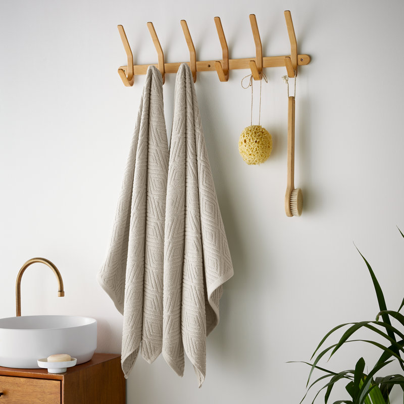 Diamond Geo Sculpted Cotton Towels, Natural