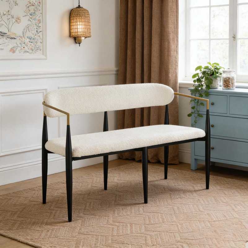 Canapé en métal, Beige, or et noir