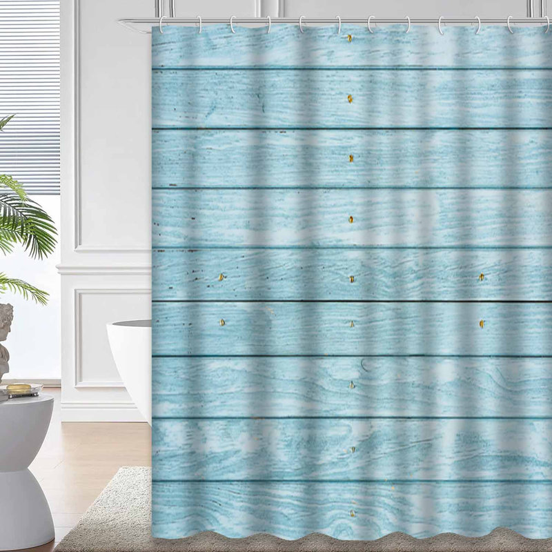 Rideau de douche bleu imperméable, rideaux de douche pour la salle de bain avec 12 crochets, 72" L x 78" W