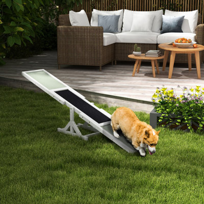 Agilité pour chien en bois blanc - 71,84 po de longueur x 11,69 po de largeur Améliore l'efficacité de l'entraînement de l'animal