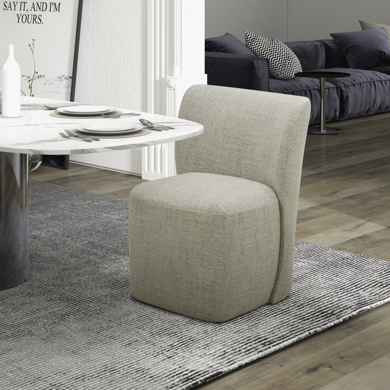 Chaise rembourrée Faouzi avec roulettes, Crème