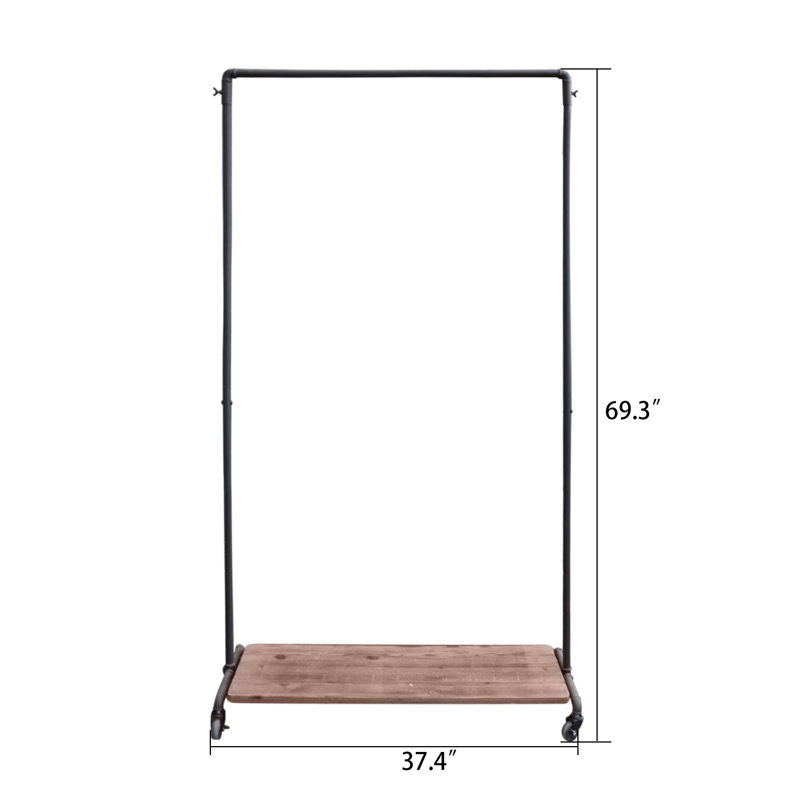 Janfried 16.5'' Solid + Manufactured Wood Adjustable Rolling Clothing Rack