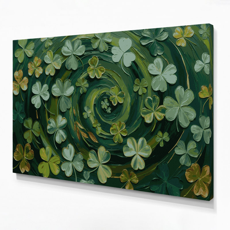 Art mural sur toile trèfle botanique vert, H 11 po x l 14 po