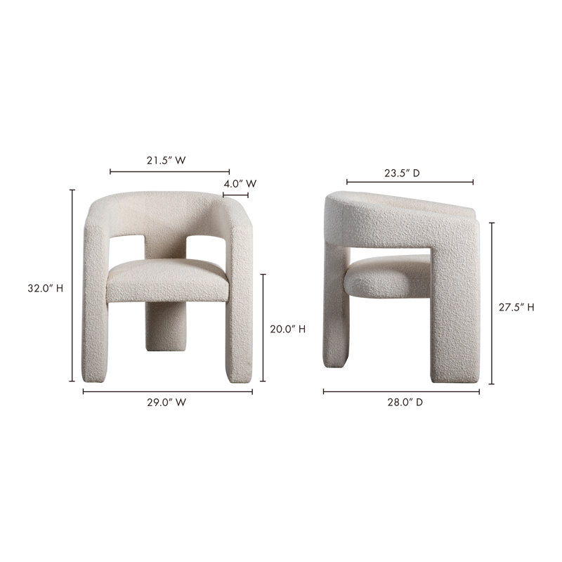 Elo Barrel Chair, White Boucle
