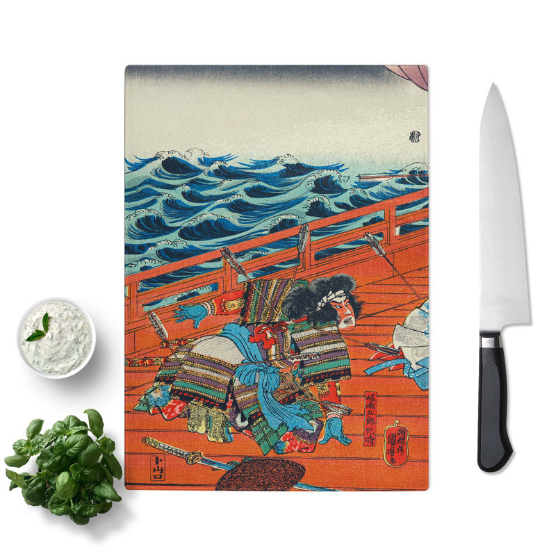 Tempered Glass Saga Goro Mitsutoki by Utagawa Kuniyoshi Chopping Board, 20 cm x 28.5 cm