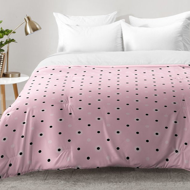 Ensemble d'édredon Dotty Blush Dots, Édredon pour lit simple TG + 1 taie décorative