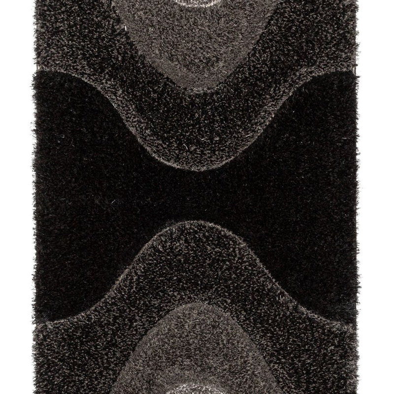  Tapis géométrique moderne sculpté noir San Francisco, Tapis de couloir 2 pi 3 po x 7 pi 3 po
