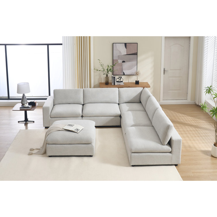 115.8'' 6-Piece Chenille Upholstered Modular Sectional With Ottoman