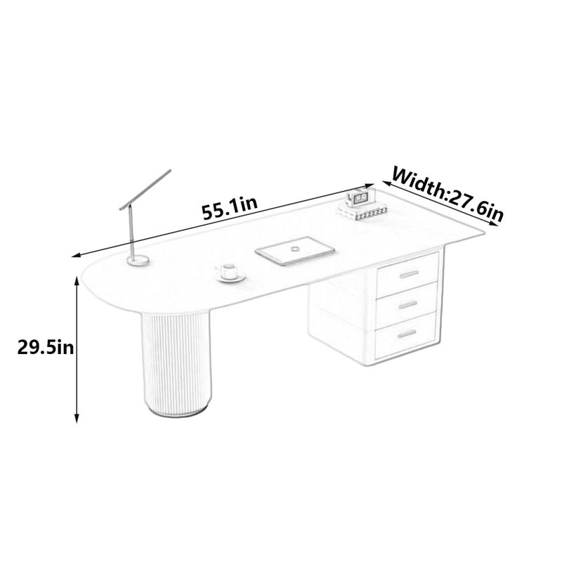 Bureau en porcelaine Modern Luxe, H 29,5 po x l 55,1 po x P 27,6 po