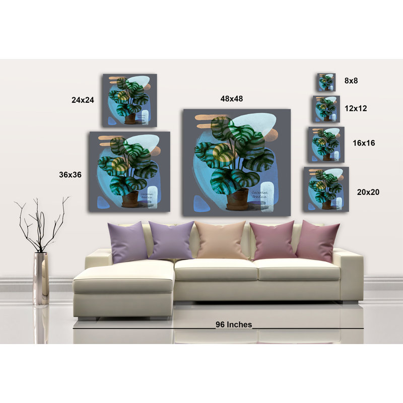 " Abstract Calathea Orbifolia " Painting Print, 36" H x 36" W x 1.5" D