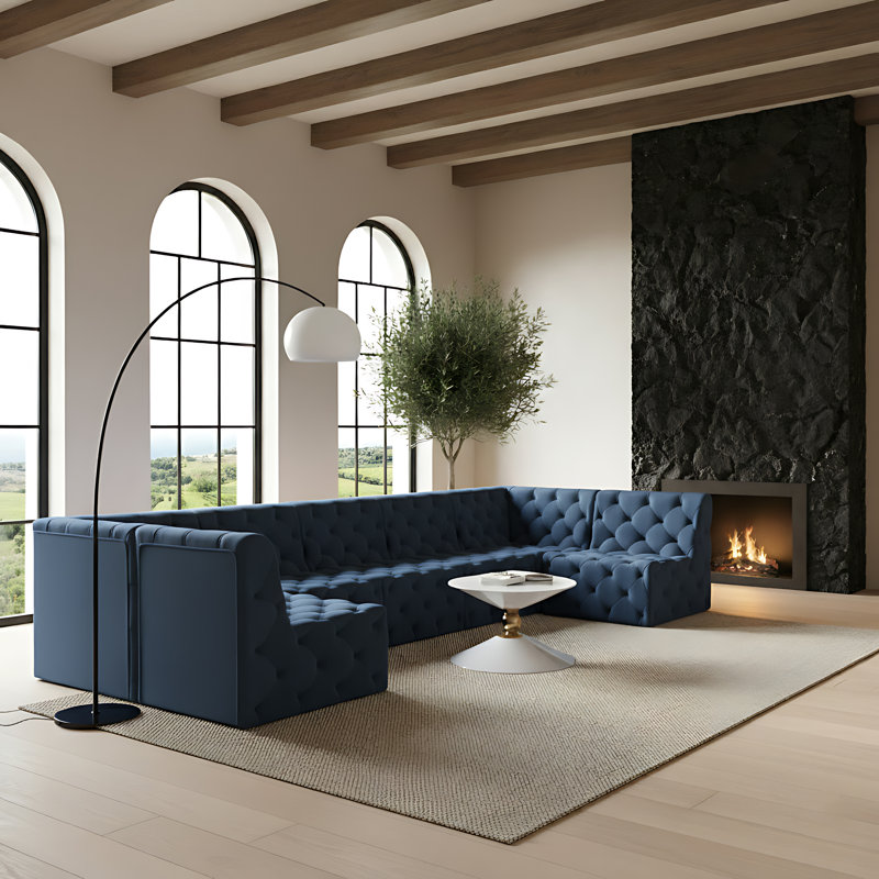 Canapé modulaire Klecka, Velours bleu marine