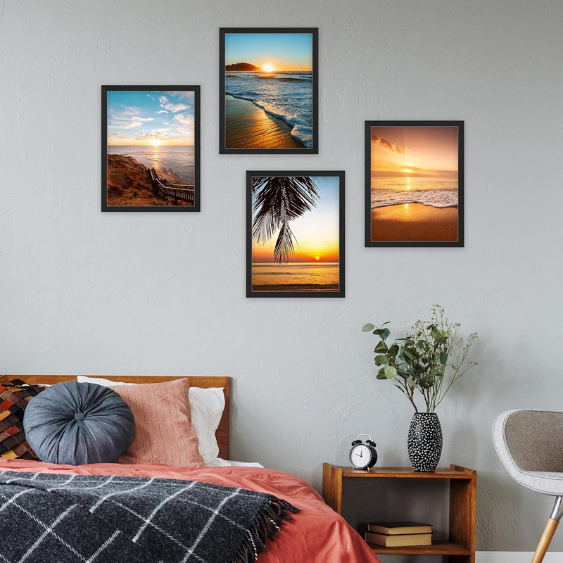 Coastal Palm Tree Ocean Wave, H 14 po x l 11 po x P 1 po, Noir