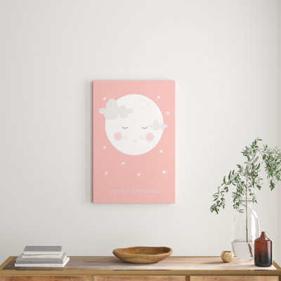 Moon Face Pink by Karen Zukowski - Wrapped Canvas Painting