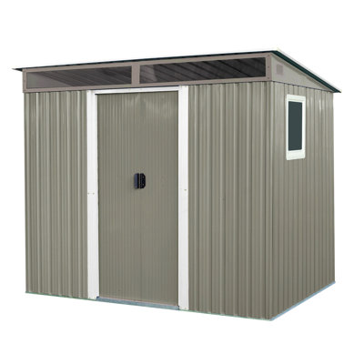 8 Ft X 6 Ft Outdoor Metal Storage Shed With Window,Transparent Plate And Lockable Sliding Door For Garden, Lawn