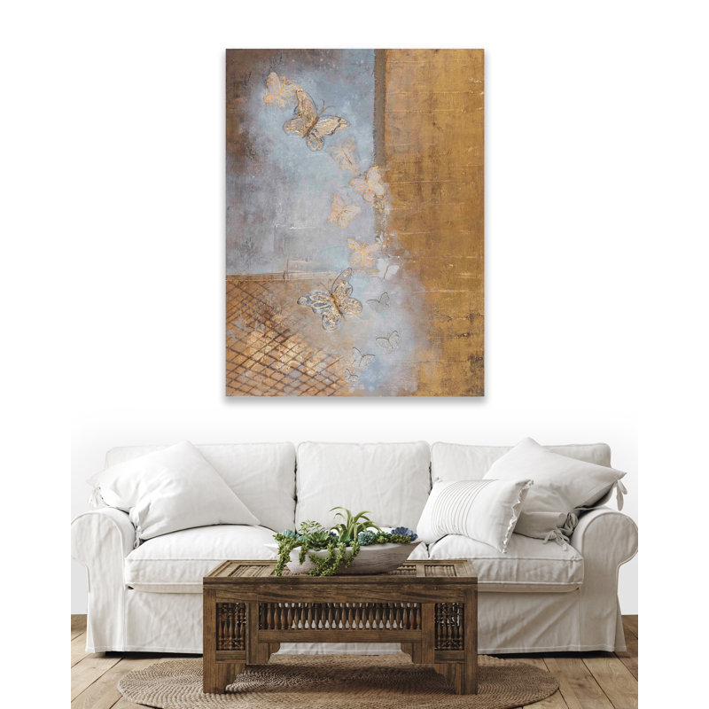 Gold Butterflies, Wrapped Canvas, 41" H x 30" W