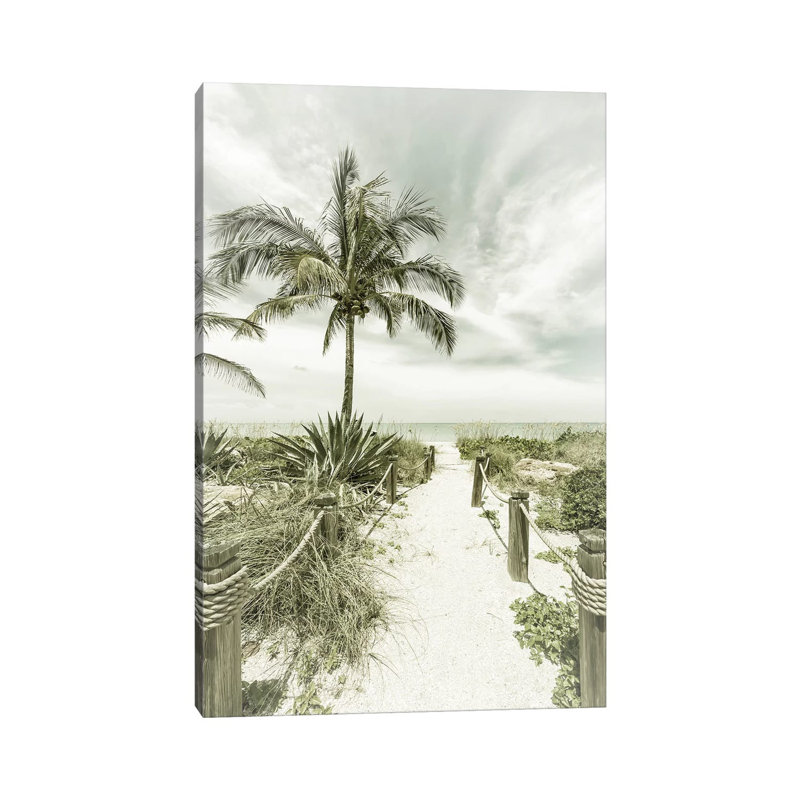 Chemin vers la plage | Vintage par Melanie Viola - Toile tendue avec châssis sur toile, H 12 po x l 8 po x P 0,75 po