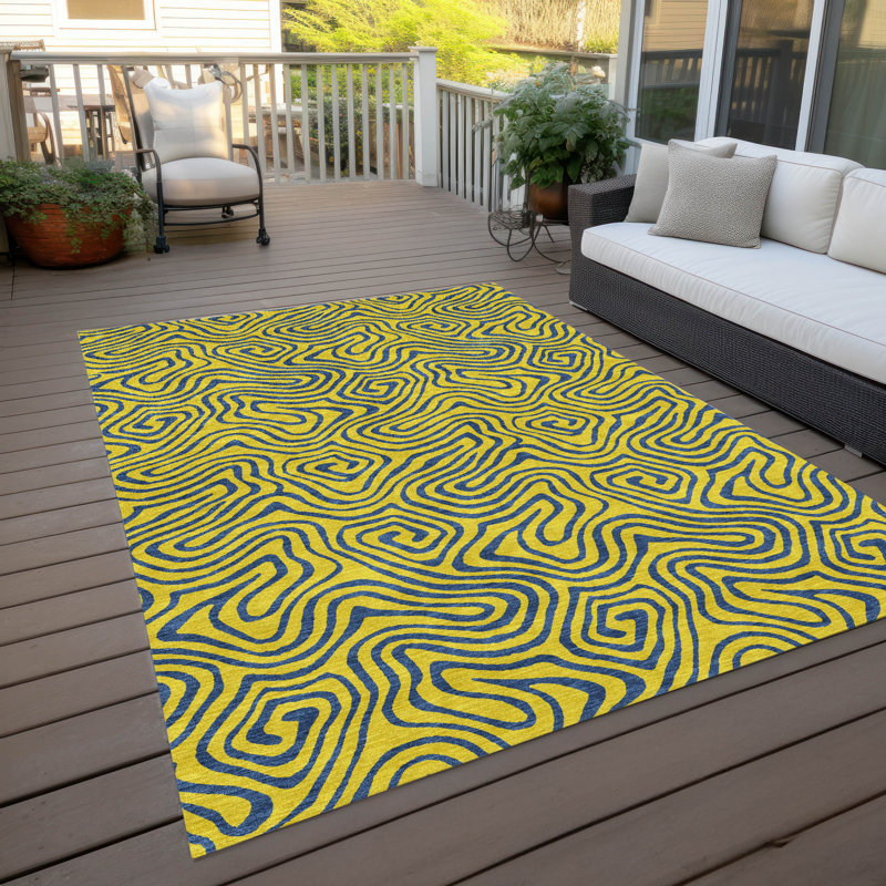 Tapis intérieur / extérieur jaune Zena , 9 pi x 12 pi