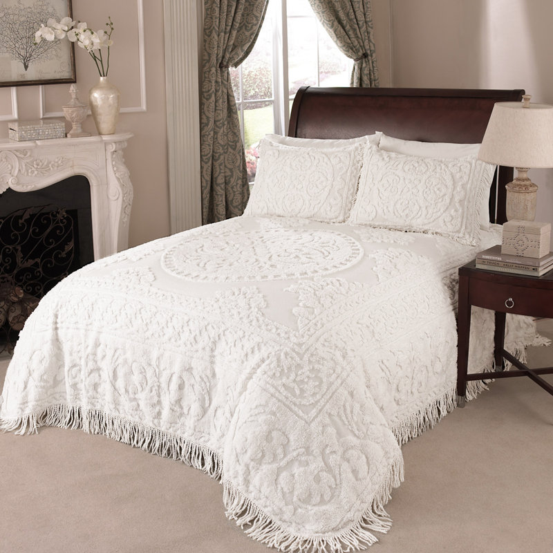 Taie décorative en chenille, Blanc, Taie décorative de très grande taille