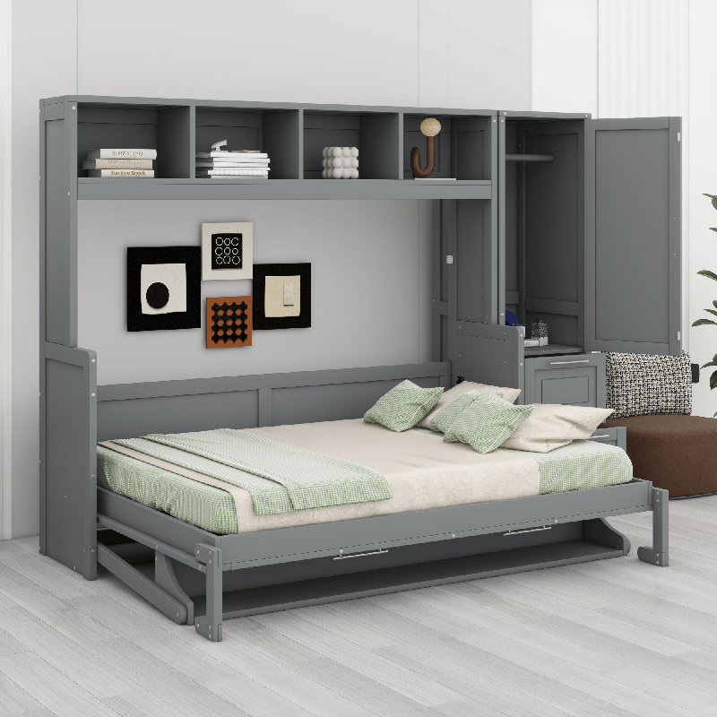 Lit escamotable avec placard Murphy, Gris