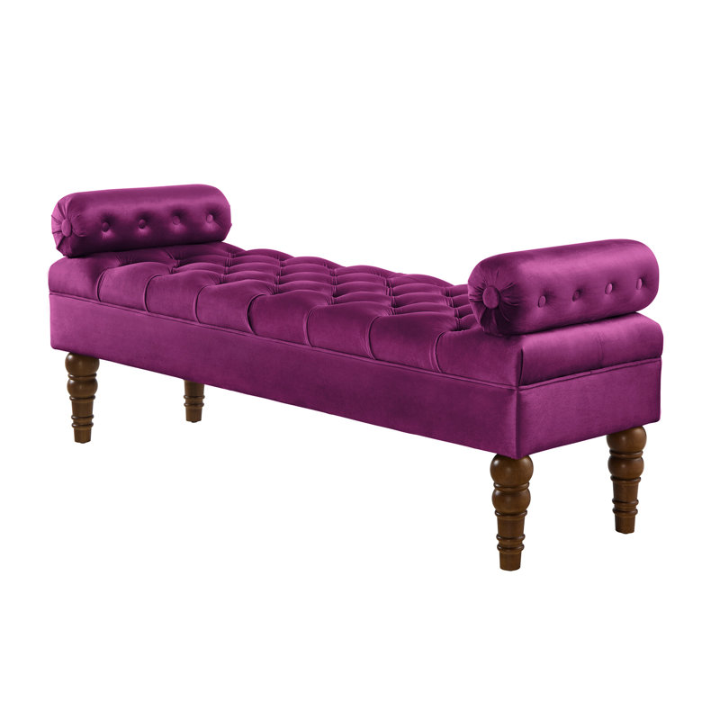 Banc de chambre rembourré en velours, Violet