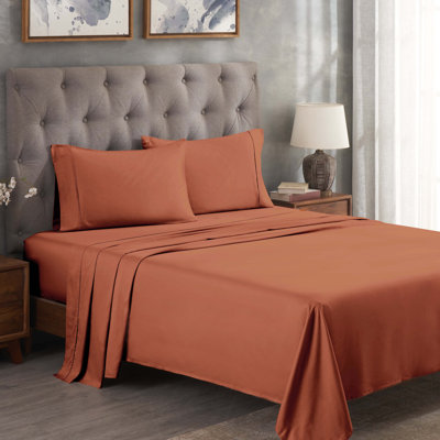 Ensemble de draps unis à poche profonde en mélange de coton égyptien certifié à densité de tissage de 300 fils