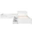 Lit plateforme simple en L en blanc avec lit gigogne, tiroirs et bureau - et disposition fonctionnelle durable-506152152