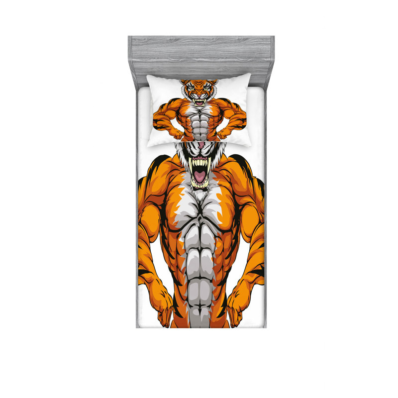 Ensemble de draps tiger safari, Ensemble de draps pour lit simple avec drap-housse