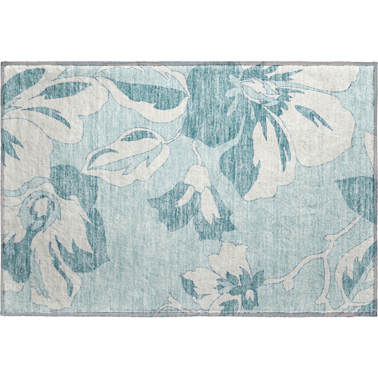 Premium Machine Washable Prisco Teal Rug