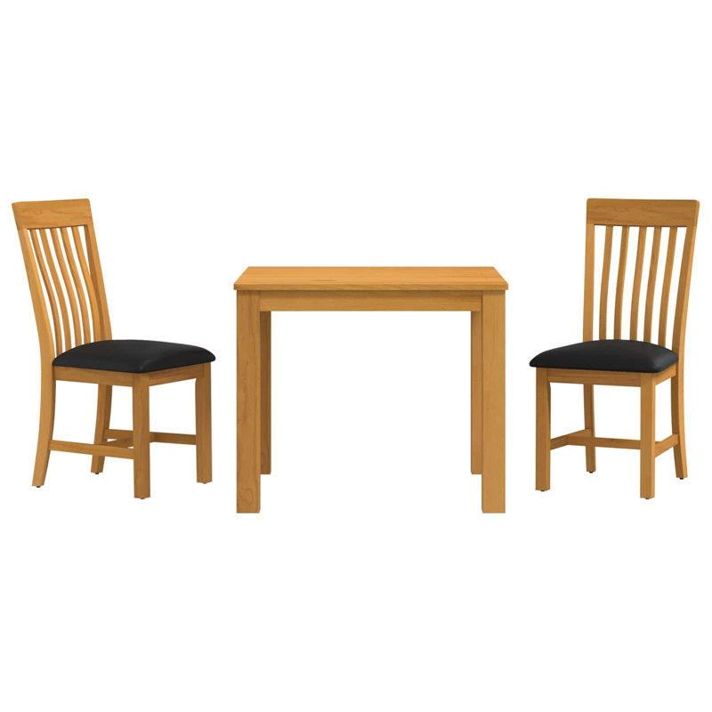 2 -Person Oak Solid Wood Dining Set, Black, Black, Black, Black