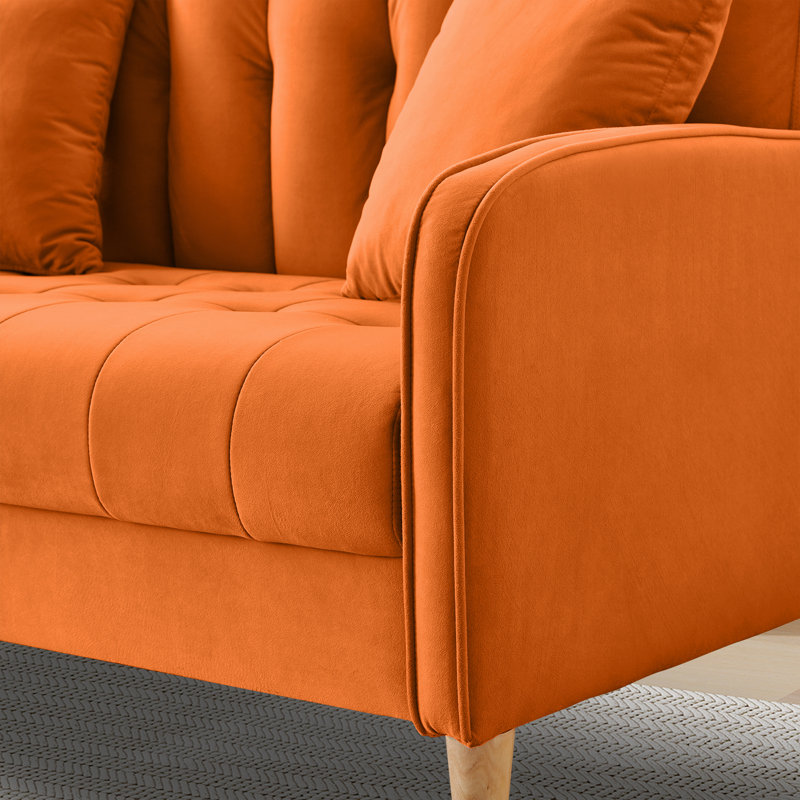 Causeuse rembourrée avec dossier capitonné, Orange