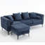 Canapé modulaire 3 places avec accoudoirs carrés en chenille 3 places, bleu, avec rangement-1617571010