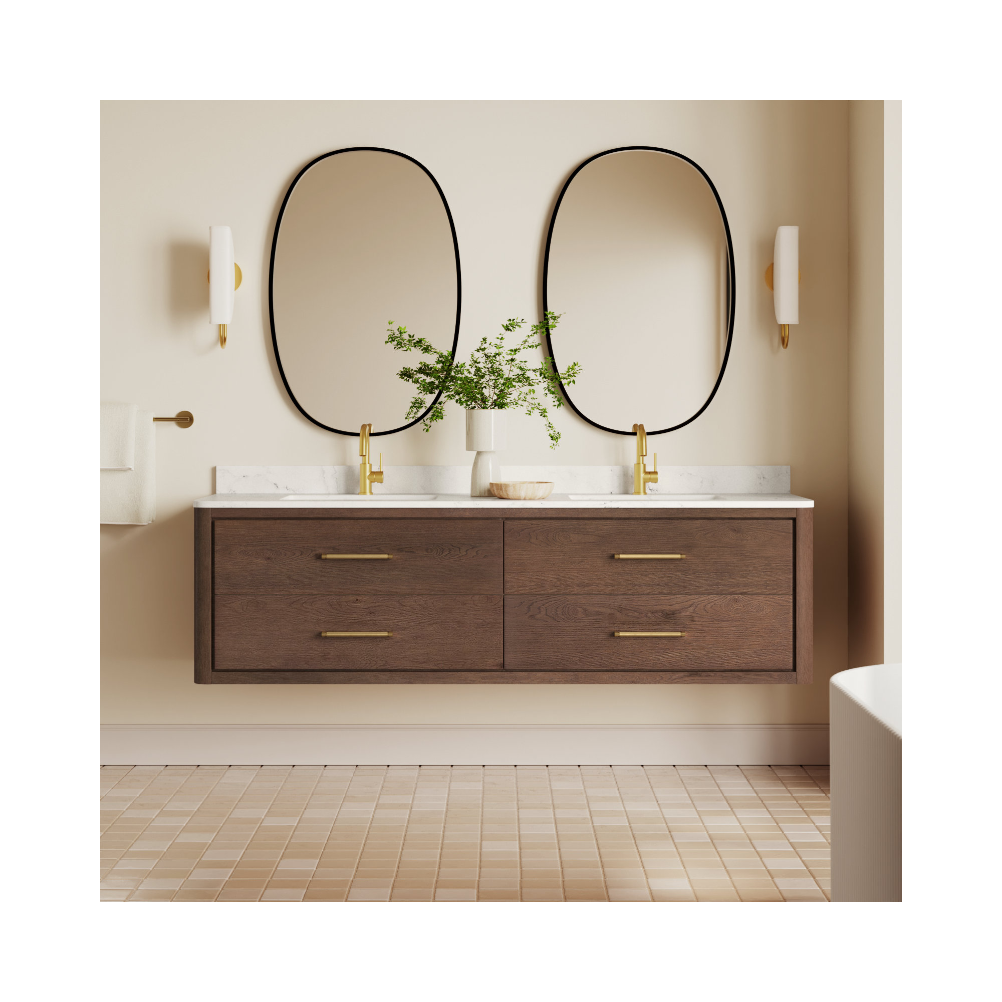 Cristo 72'' Double Bathroom Vanity, Dark Brown Oak