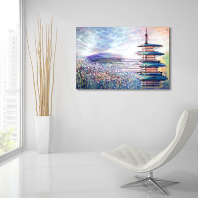«Japon au coucher du soleil» par Marc Todd, art mural en verre acrylique