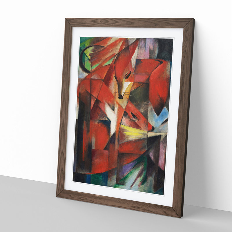 The Foxes Vol.1 by Franz Marc - Picture Frame Painting, 48cm H x 36cm W x 2cm D, Walnut