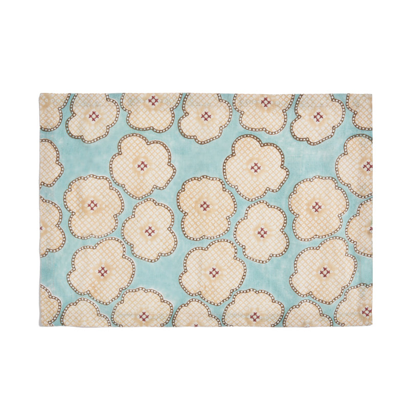 Floral Burst Table Placemat 14x20 Inch, Blue