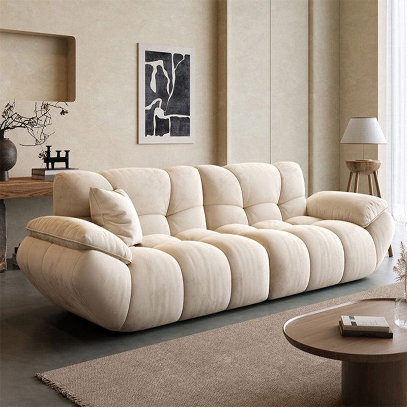 Modern and simple suede straight-row sofa, 32.28"H*86.61"W*40.55"D
