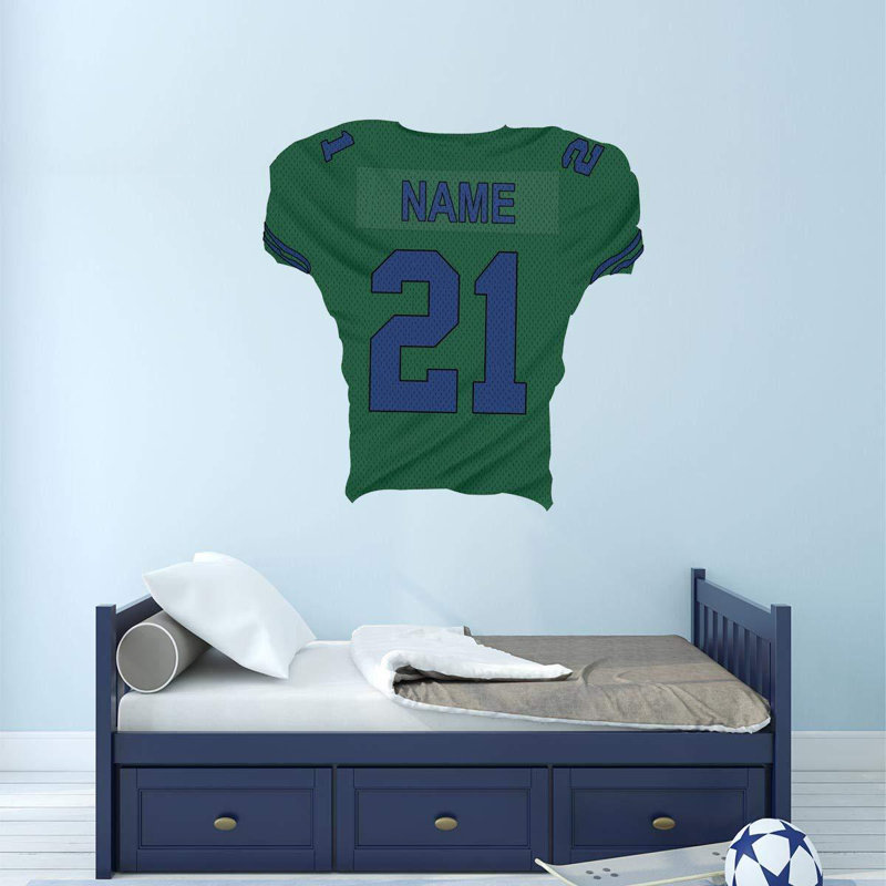 Décalcomanie murale nom et numéro personnalisé jersey, H 30 po x l 30 po, Vert